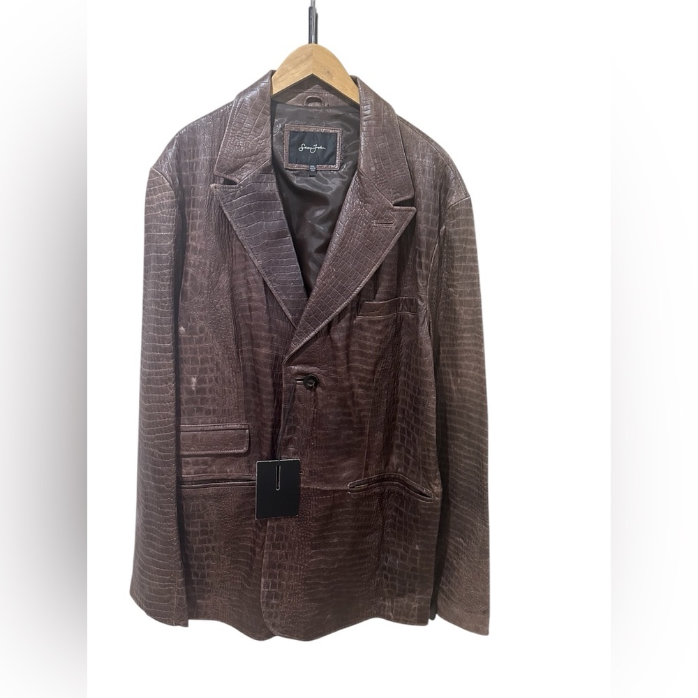 Vintage Sean john leather jacket Espresso size 3xl NWT‎